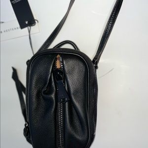 NWT. Aimee Kestenberg Tamitha black leather phone crossbody w/ RFIP.